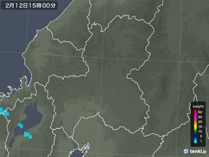 岐阜県の雨雲レーダー(2020年02月12日)