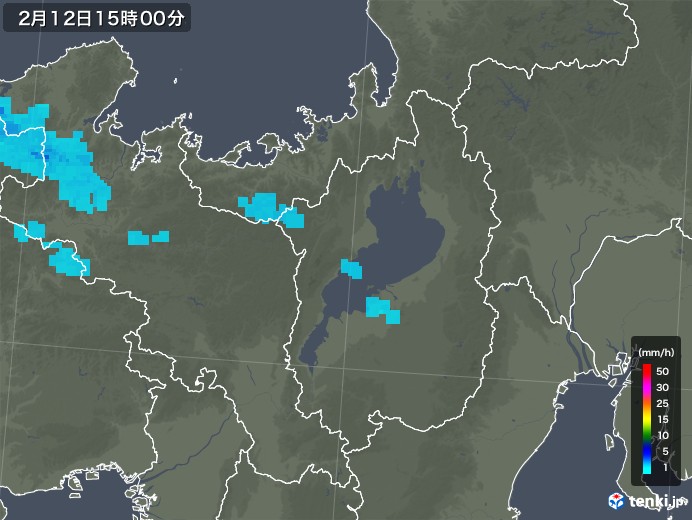 滋賀県の雨雲レーダー(2020年02月12日)