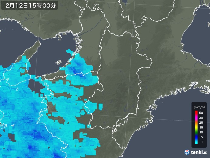 奈良県の雨雲レーダー(2020年02月12日)