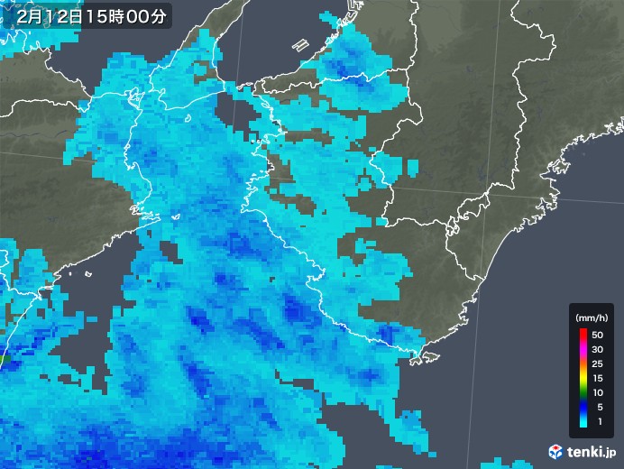 和歌山県の雨雲レーダー(2020年02月12日)