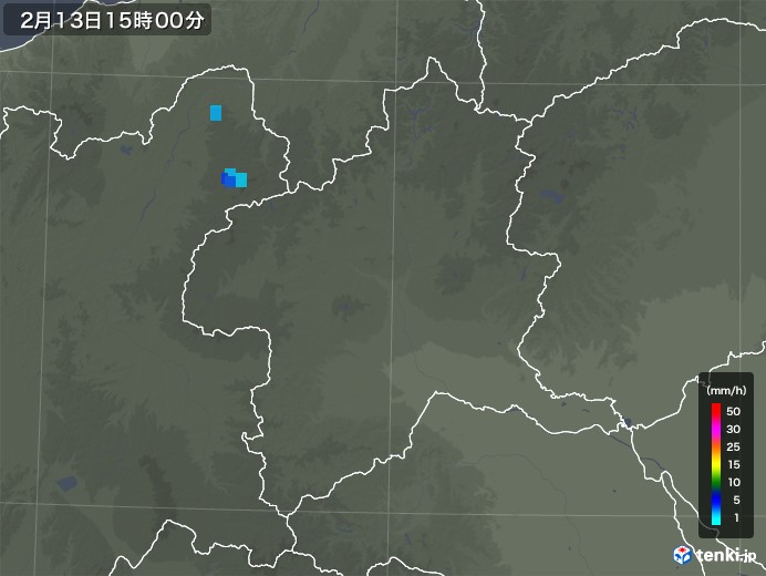 群馬県の雨雲レーダー(2020年02月13日)