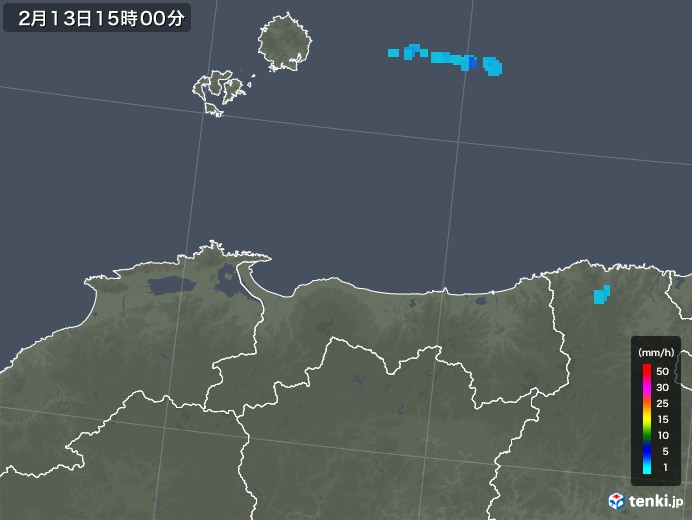 鳥取県の雨雲レーダー(2020年02月13日)
