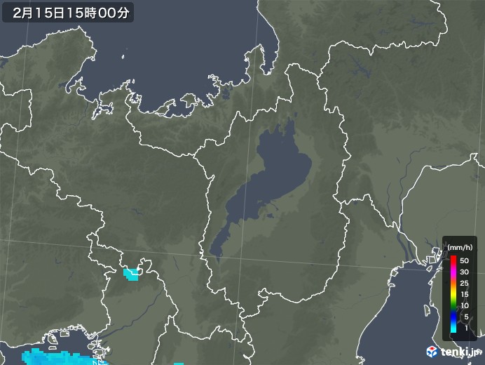 滋賀県の雨雲レーダー(2020年02月15日)