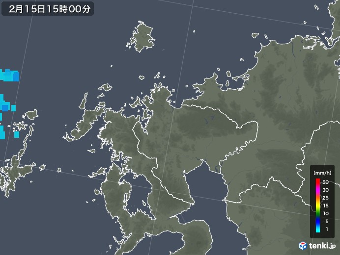 佐賀県の雨雲レーダー(2020年02月15日)