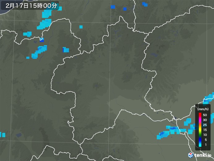 群馬県の雨雲レーダー(2020年02月17日)