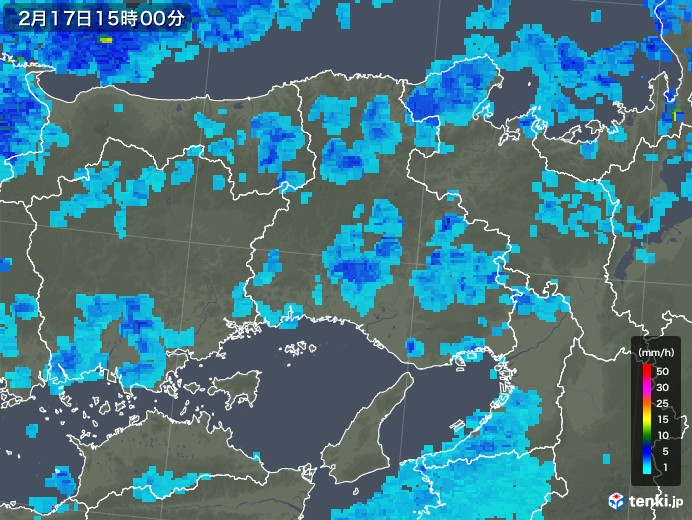 兵庫県の雨雲レーダー(2020年02月17日)