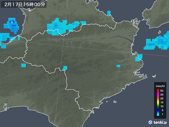 徳島県の雨雲レーダー(2020年02月17日)