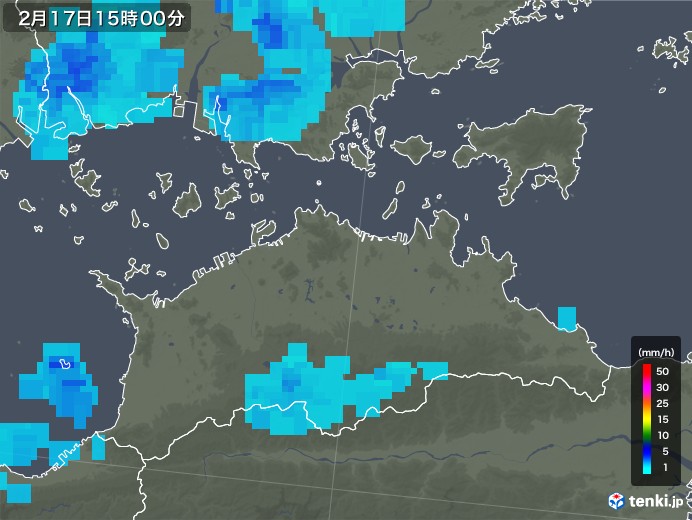 香川県の雨雲レーダー(2020年02月17日)