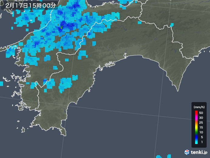 高知県の雨雲レーダー(2020年02月17日)