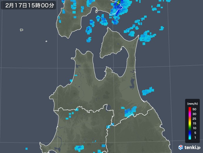 青森県の雨雲レーダー(2020年02月17日)