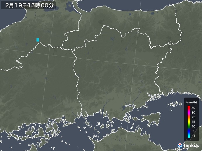 岡山県の雨雲レーダー(2020年02月19日)