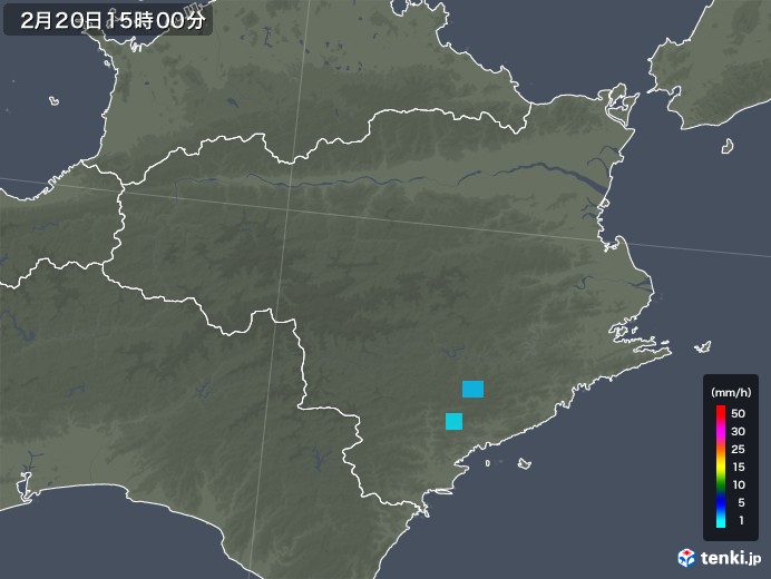 徳島県の雨雲レーダー(2020年02月20日)