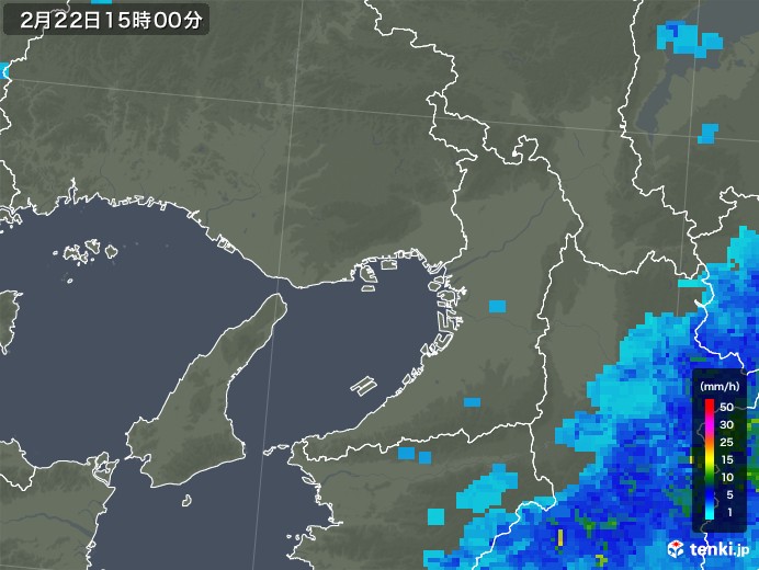 大阪府の雨雲レーダー(2020年02月22日)
