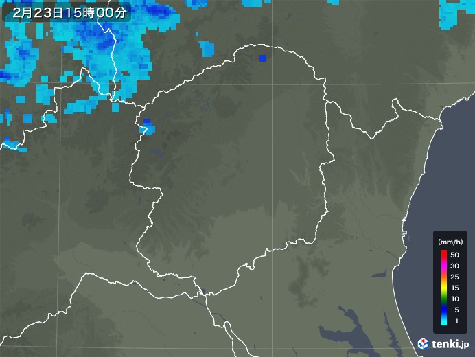 栃木県の雨雲レーダー(2020年02月23日)