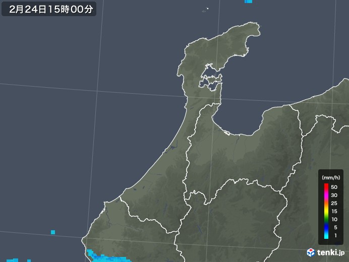 石川県の雨雲レーダー(2020年02月24日)