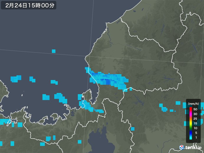 福井県の雨雲レーダー(2020年02月24日)