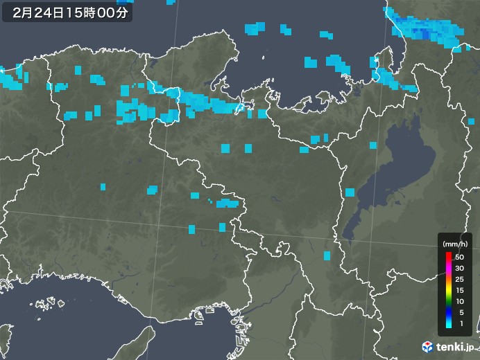 京都府の雨雲レーダー(2020年02月24日)