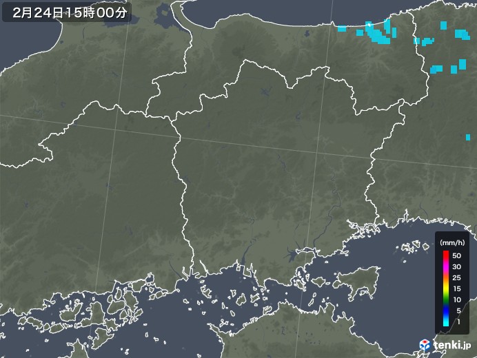 岡山県の雨雲レーダー(2020年02月24日)