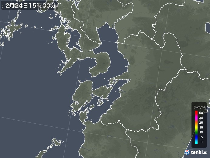 熊本県の雨雲レーダー(2020年02月24日)