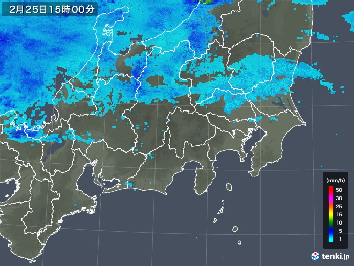 関東・甲信地方の雨雲レーダー(2020年02月25日)