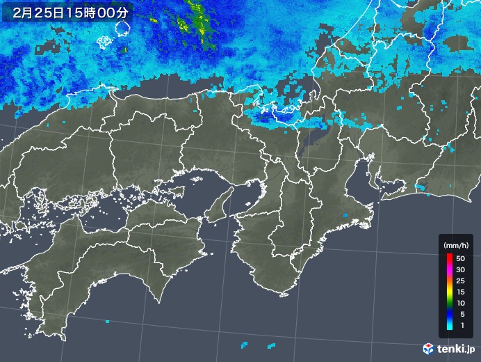 近畿地方の雨雲レーダー(2020年02月25日)