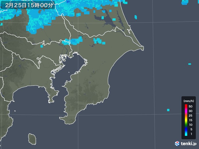 千葉県の雨雲レーダー(2020年02月25日)