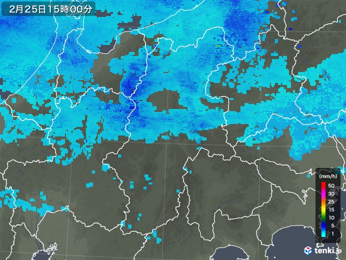 長野県の雨雲レーダー(2020年02月25日)