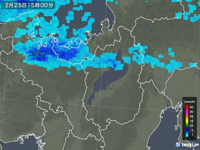 滋賀県の雨雲レーダー(2020年02月25日)