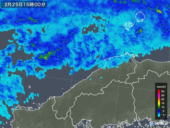 島根県の雨雲レーダー(2020年02月25日)