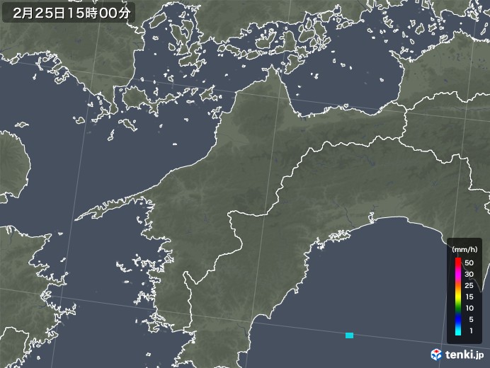 愛媛県の雨雲レーダー(2020年02月25日)