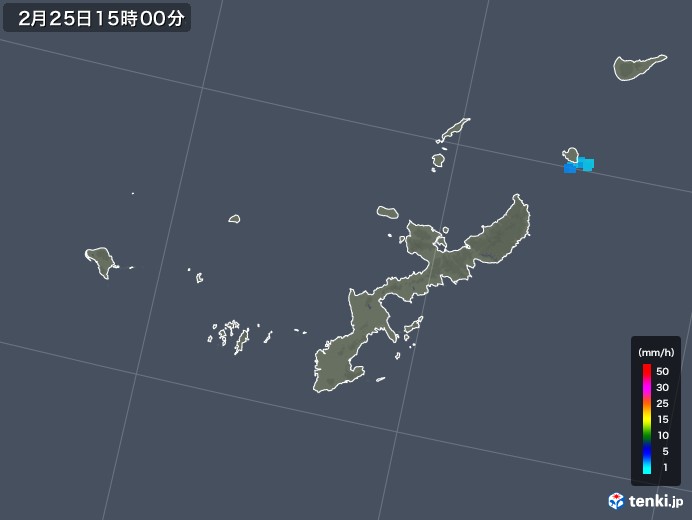 沖縄県の雨雲レーダー(2020年02月25日)