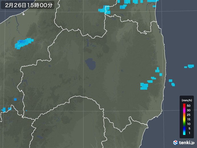福島県の雨雲レーダー(2020年02月26日)
