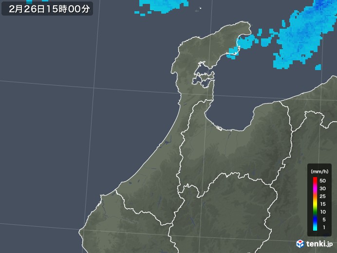 石川県の雨雲レーダー(2020年02月26日)