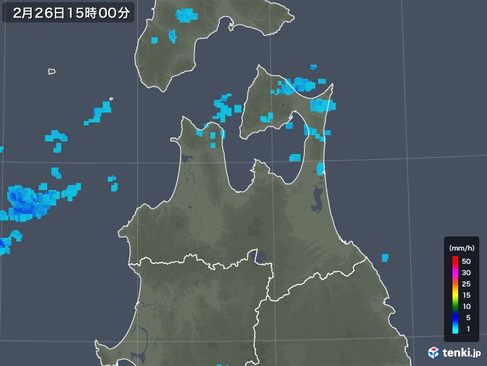 青森県の雨雲レーダー(2020年02月26日)