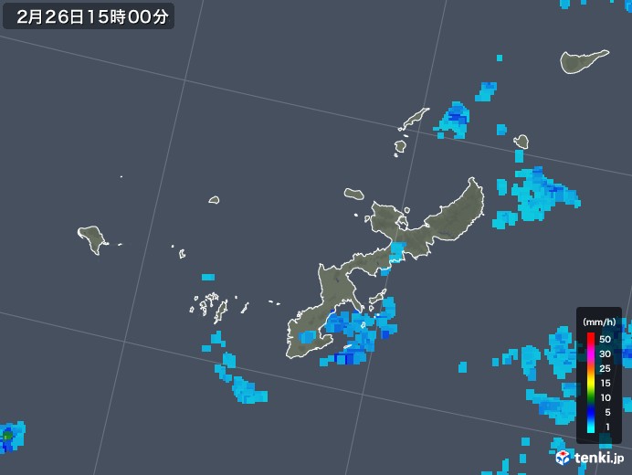沖縄県の雨雲レーダー(2020年02月26日)