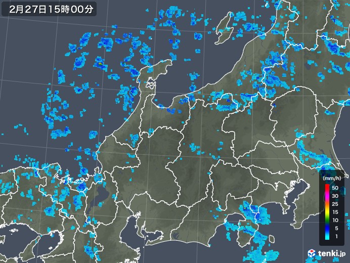 北陸地方の雨雲レーダー(2020年02月27日)