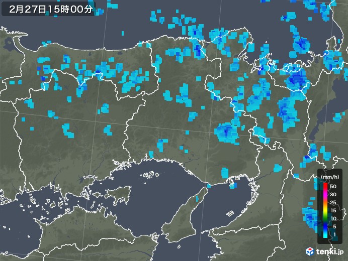 兵庫県の雨雲レーダー(2020年02月27日)