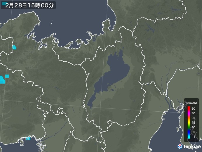 滋賀県の雨雲レーダー(2020年02月28日)