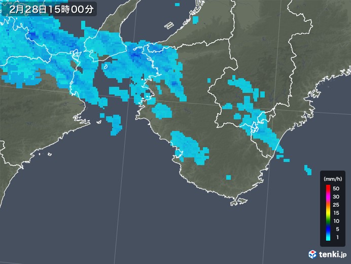 和歌山県の雨雲レーダー(2020年02月28日)