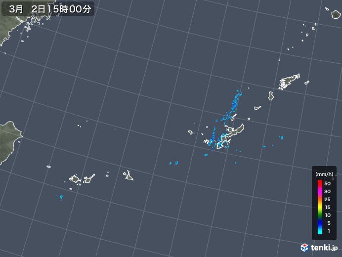 沖縄地方の雨雲レーダー(2020年03月02日)