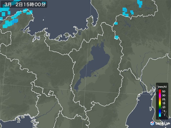 滋賀県の雨雲レーダー(2020年03月02日)