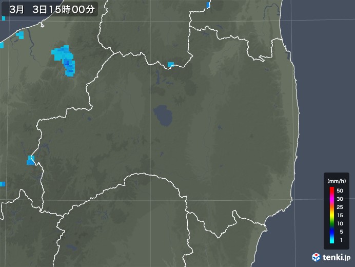 福島県の雨雲レーダー(2020年03月03日)