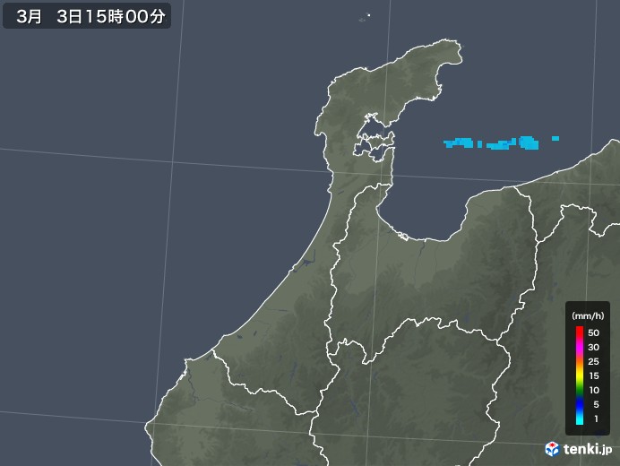 石川県の雨雲レーダー(2020年03月03日)