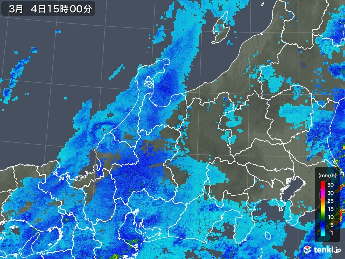 北陸地方の雨雲レーダー(2020年03月04日)