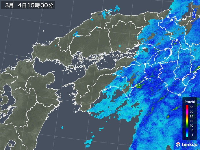 四国地方の雨雲レーダー(2020年03月04日)