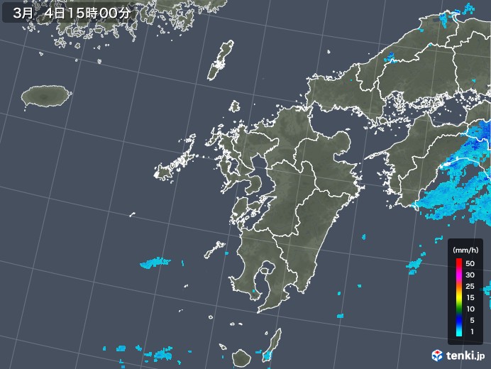 九州地方の雨雲レーダー(2020年03月04日)
