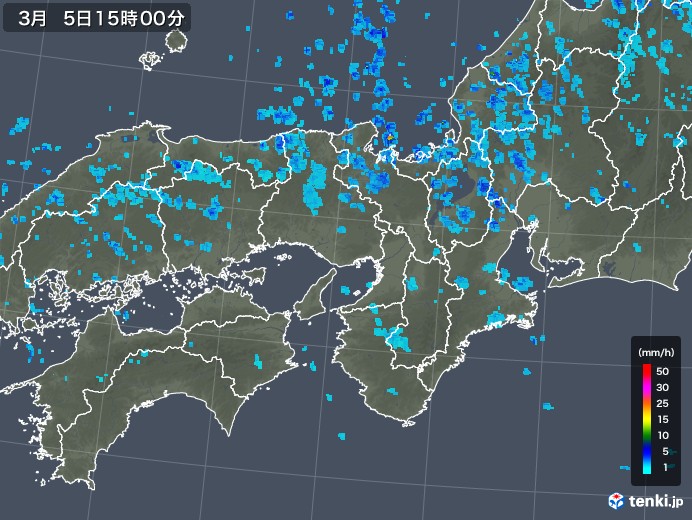 近畿地方の雨雲レーダー(2020年03月05日)