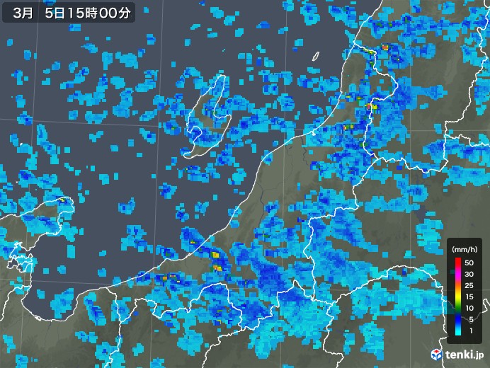 新潟県の雨雲レーダー(2020年03月05日)