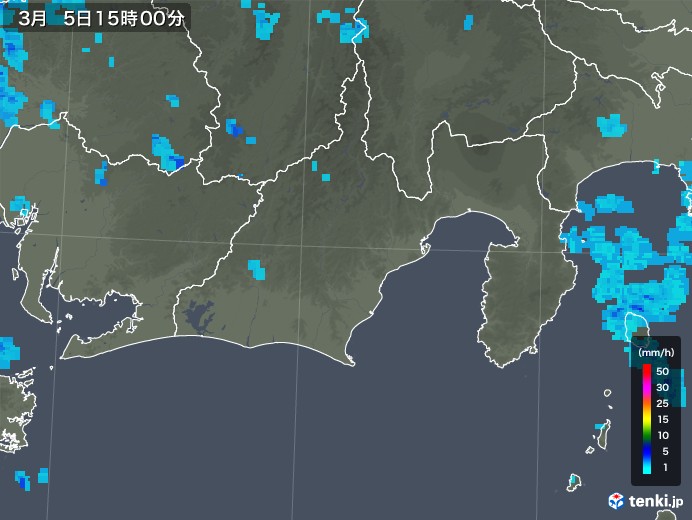 静岡県の雨雲レーダー(2020年03月05日)