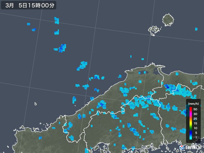 島根県の雨雲レーダー(2020年03月05日)